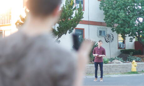 American pornstars beautiful boy Joey Mills and hot twink Garrett Graves fuck after dick sucking outside