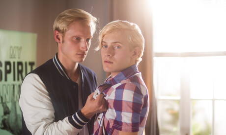 American beefy Max Carter and young Adam Hunt in butt spanking