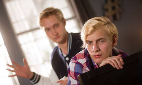 American beefy Max Carter and young Adam Hunt in butt spanking