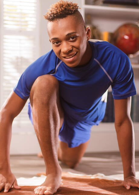 Black strongman Marcell Tykes wanking with toy