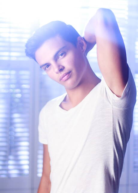 Latino twink Gabriel Martin posing nude and showing hot ass