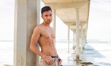 Sexy americans, beautiful boy Joey Mills and beautiful boy Cole Turner make a love at pool