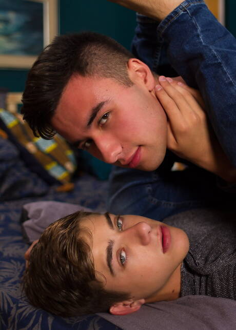 Sexy americans, beautiful boy Joey Mills and beautiful boy Cole Turner make a love at pool