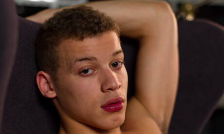 Sexy americans, hunky guy Corbin Colby and tough guy Max Carter in blowjob scene