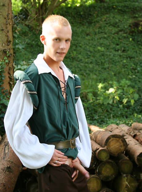 Beautiful boy Scott Davies and beautiful boy Brian Morris make a love outdoor