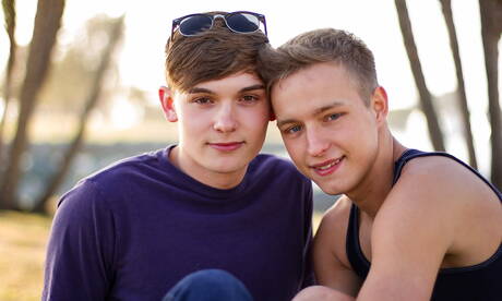 Nice american boys young boy Noah White and strongman Finn Carson have a hot couple sex outside