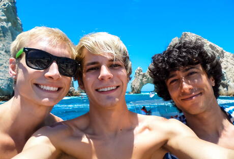 Shameless guys Max Carter, Luke Allen and Kyle Ross in hot 3some anal sex at pool