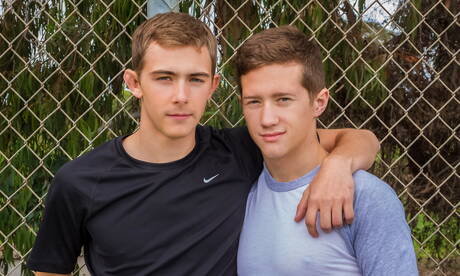 Pretty american boys hot twink Kody Knight and hunky guy Tyler Hill sucking and fucking each other outside