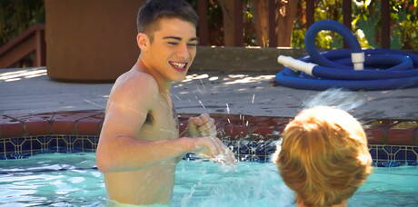 Helix Studios: Nice american boys beautiful boy Cooper Steel and beefy Blake Mitchell have a good anal sex at the pool