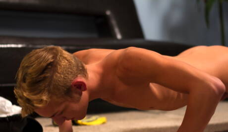 American hot twink Dylan Hall teasing with sex toy