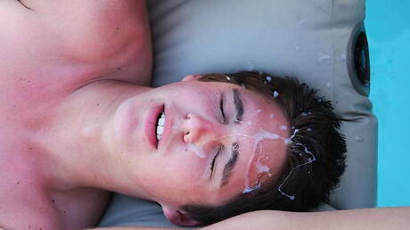 Shameless guys Seth Adams, Kyle Bradley and Cody Cachet have threesome anal sex at pool