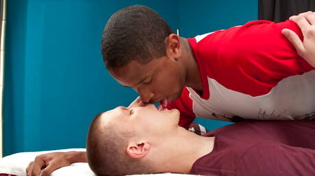 Sexy buddies Kevin Kandy, Jayden Hart and Casper Summers have threesome interracial anal sex