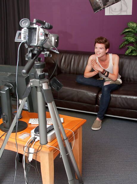 American twink Sencer Keve play with toy