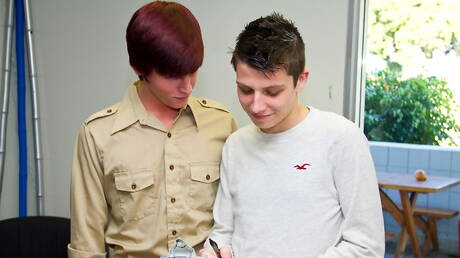 Helix Studios: Andorran young Blake Carnage and american twink Christian Collins fuck after dick sucking