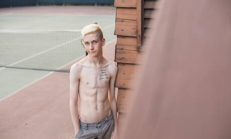 American hot twink Matt Klein jerk off outdoor