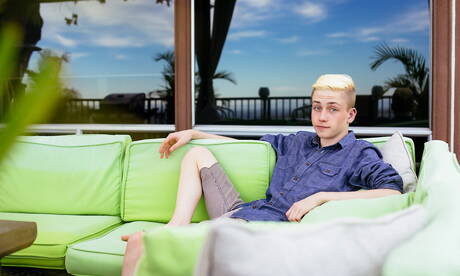 American hot twink Matt Klein jerk off outdoor