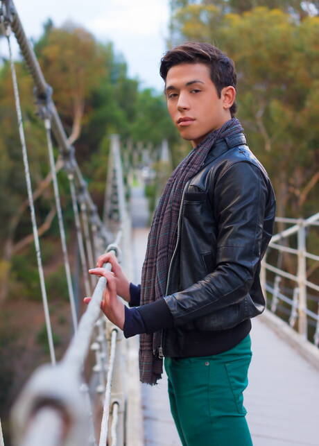 American beautiful boy Jamie Sanders undressing and showing tight butt outside