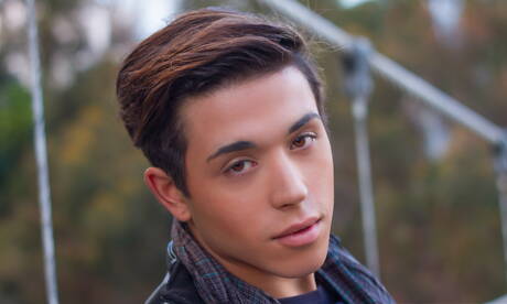 American beautiful boy Jamie Sanders undressing and showing tight butt outside