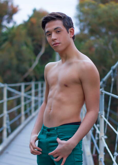 American beautiful boy Jamie Sanders undressing and showing tight butt outside