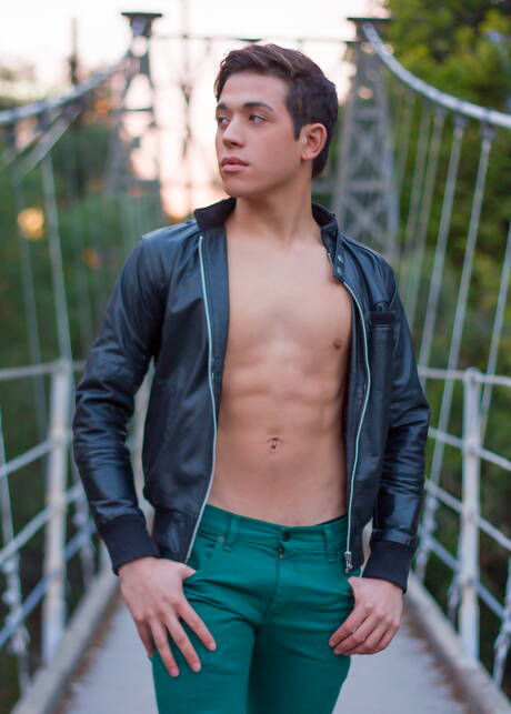 American beautiful boy Jamie Sanders undressing and showing tight butt outside