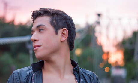 American beautiful boy Jamie Sanders undressing and showing tight butt outside