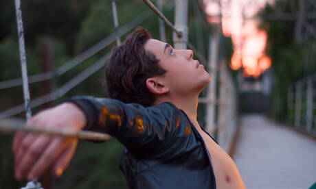 American beautiful boy Jamie Sanders undressing and showing tight butt outside