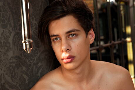 帥哥丹尼史考特裸體擺造型，露出性感臀部