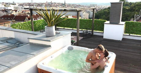 Slovak hunk Mario Texeira and american muscular Blake Mitchell fuck ass after sucking cock at pool