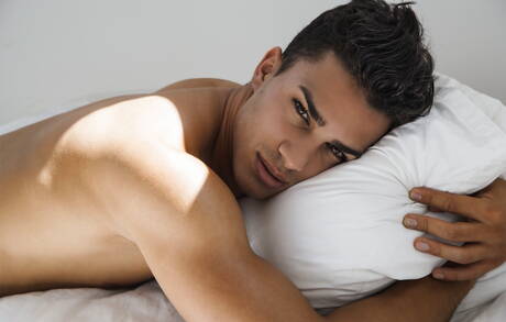 Latin husky guy Miguel Estevez posing naked and showing his ass outdoor