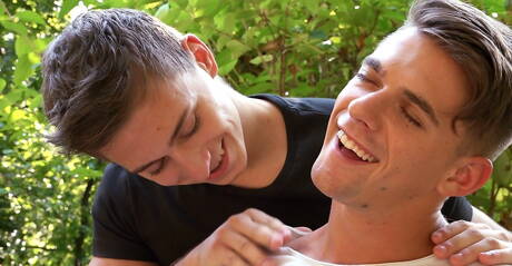 Belami Online: Two czech guys hot twink Tony Conrad and hunky guy Ryan Mckenna sucking and fucking each other outside