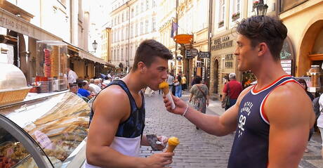 Belami Online: Adam Archuleta, Yannis Paluan, Serge Cavalli relaxing outdoors