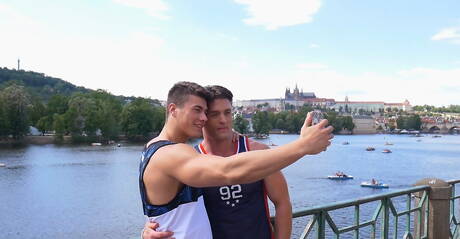 Belami Online: Adam Archuleta, Yannis Paluan, Serge Cavalli relaxing outdoors