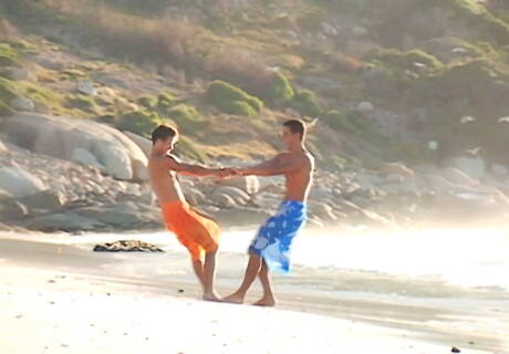 Belami Online: Muscular Marc Vidal and stud Rick Fontana have anal sex on beach
