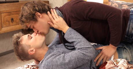 Slovak beautiful boy Kieran Benning and czech young dude Jamie Durrell fuck after blowjob