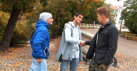 Belami Online: Two czech dudes strongman Christian Lundgren and stud Rocco Alfieri have a hot couple sex outside