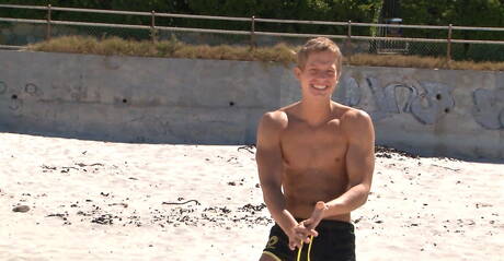 Kevin Warhol, Florian Nemec and Yuri Alpatow have a hot 3some sex on beach