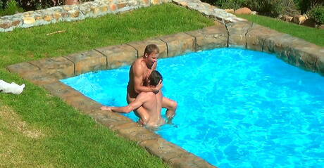 Slovak hunky guy Dario Dolce and czech superstud Luke Hamill sucking and fucking each other at pool