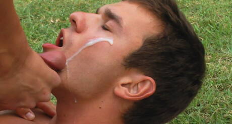 Czech hunk Colin Hewitt and american strong bull Brady Jensen banged each other outside