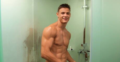 Russian tough guy Andrei Karenin wanking in shower