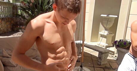 Polish beautiful boy Jaco Van Sant and czech young Scott Bennet masturbating at pool