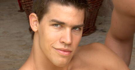 Belami Online: Sexy buddies Kris Evans, Ryan Kutcher and Peter Fleming in hard threesome sex outdoor