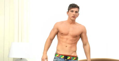 Well-built Morgan Bailey jack off his cock