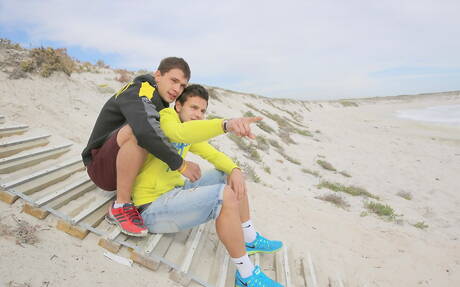 Belami Online: Two czech dudes well-built Marc Ruffalo and young dude Tim Campbell in dick sucking scene outdoor