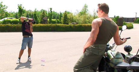 Belami Online: Czech well-built Ryan Kutcher jack off his cock outdoor