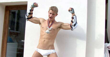 Czech hunky guy Dolph Lambert jack off his dick outdoor