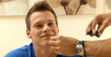 Czech strongman Ryan Kutcher playing with dick