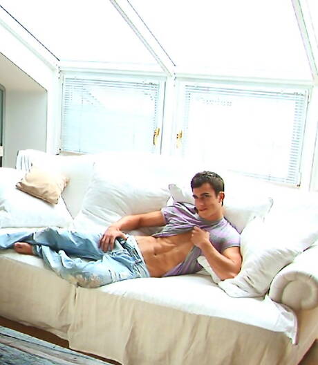 Czech hunky guy Claude Sorel teasing his cock