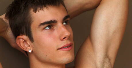 Czech hunky guy Claude Sorel teasing his cock