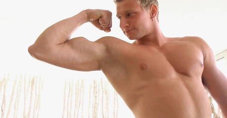 Strong bull Clint teasing his cock