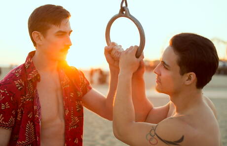 American muscular Jack Hunter and  Ollie fuck ass after blowjob on beach